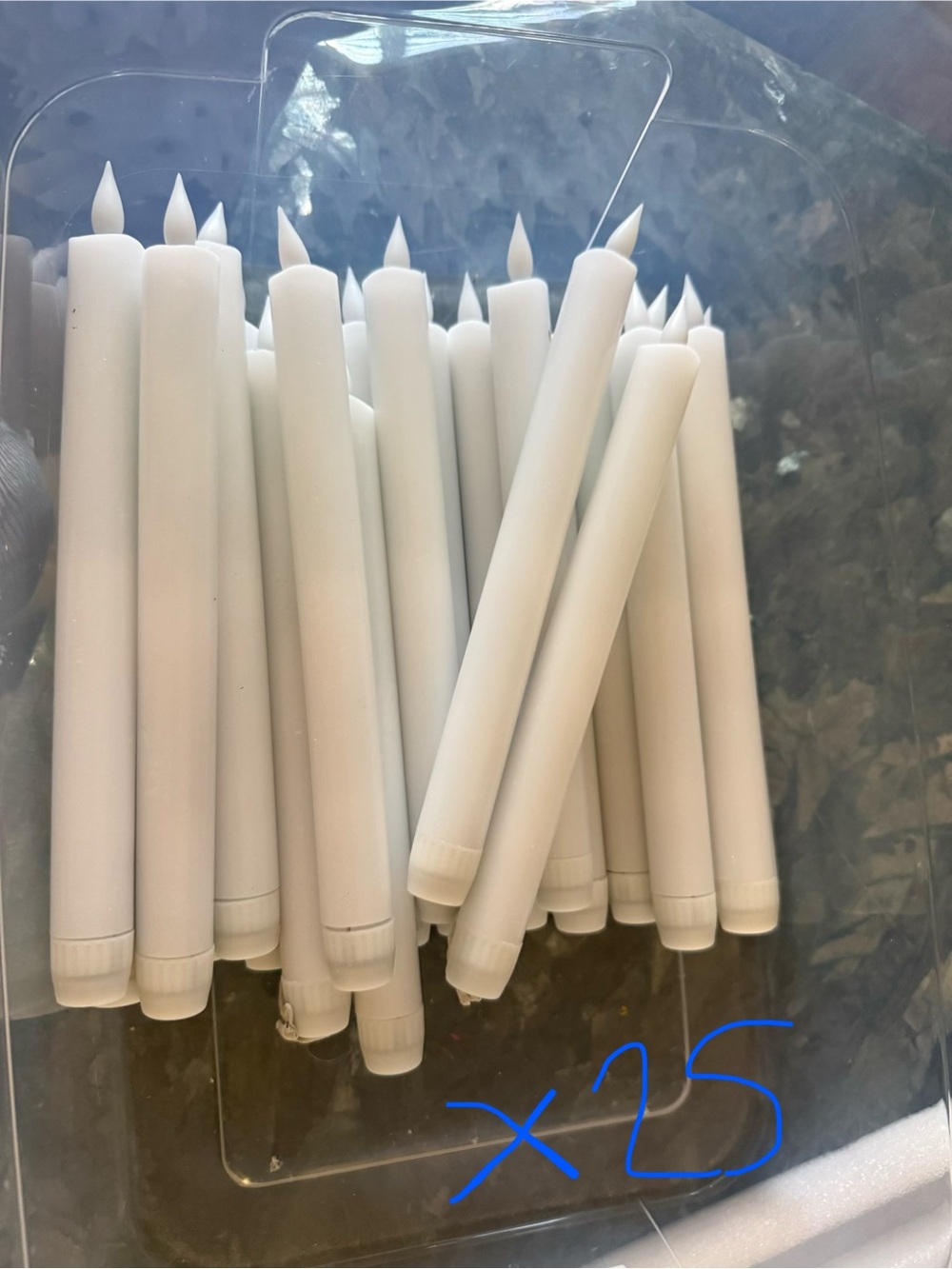 White LED Taper Party Candles - Pack of 25